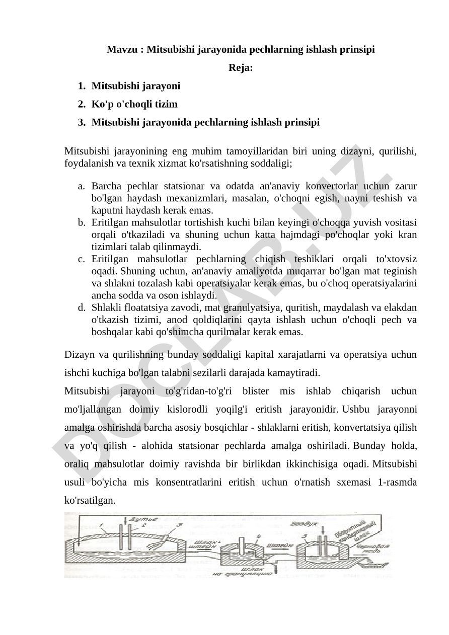 Mitsubishi jarayonida pechlarning ishlash prinsipi