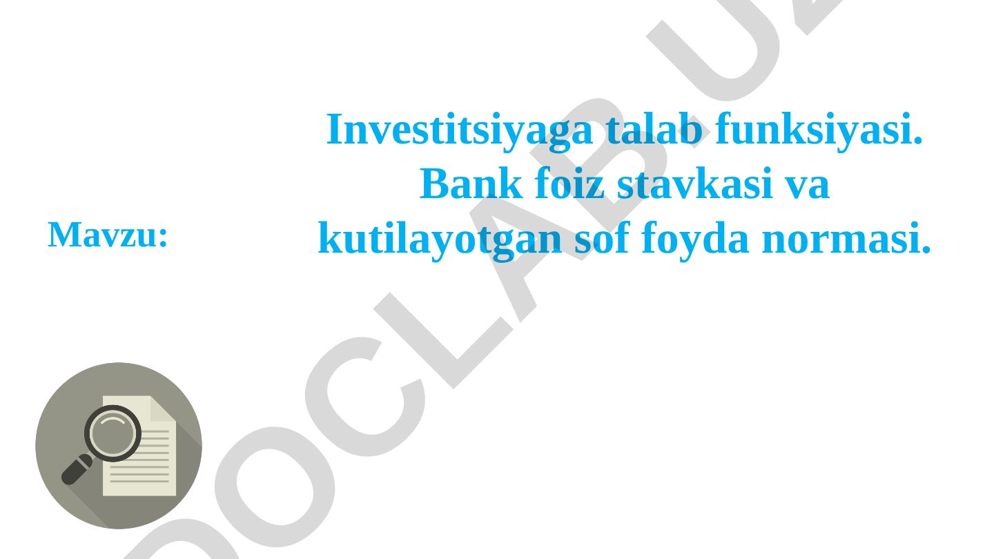 Investitsiyalar korxonalarni rivojlantirish, mamlakat iqtisodiy o‘sishini taʼminlashning bosh omillaridan biridir