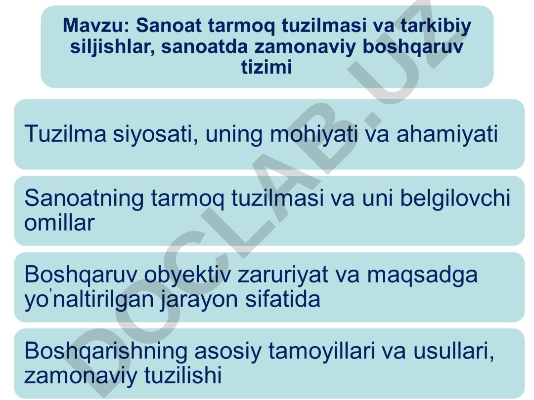 Tuzilma siyosati va milliy iqtisod tarmoqlarining rivojlanishi
