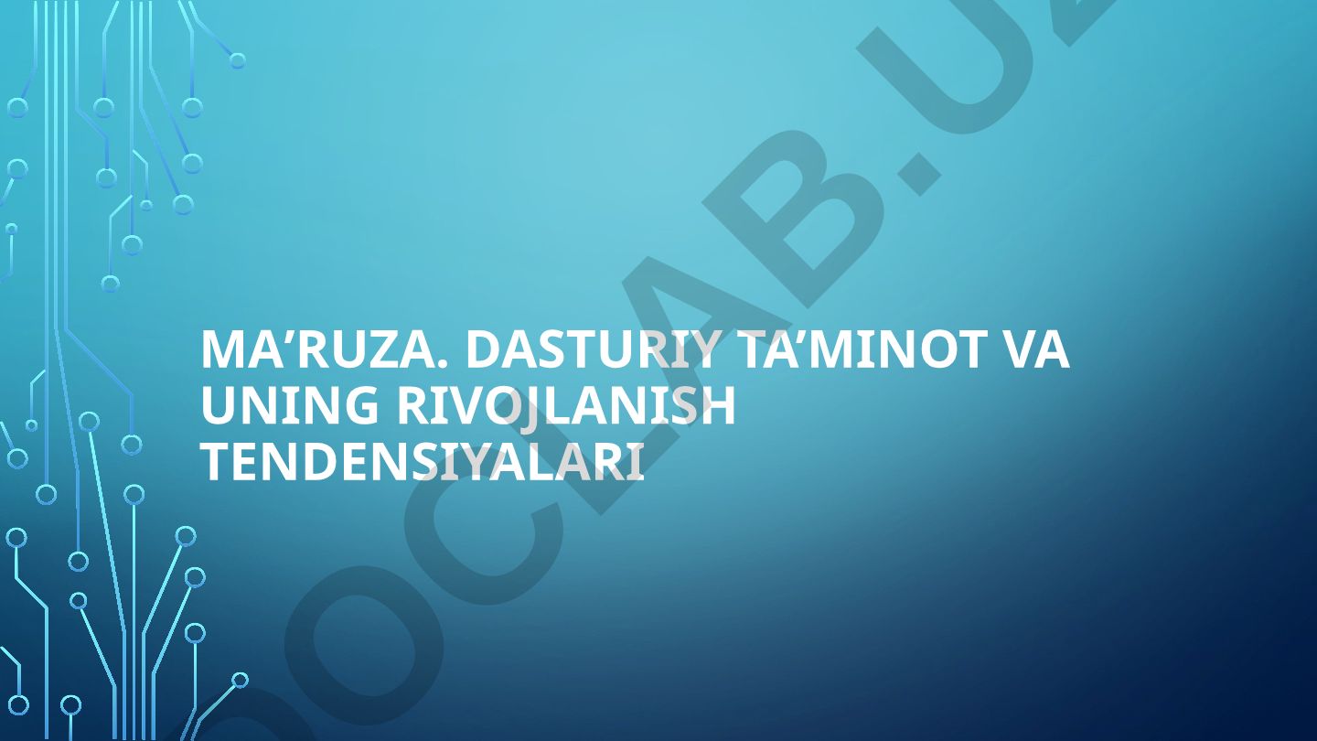 Dasturiy ta'minot va uning rivojlanish tendensiyalari