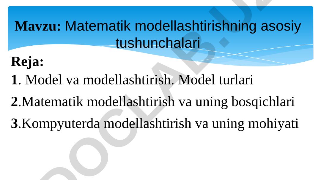 Matematik modellashtirishning asosiy tushunchalari