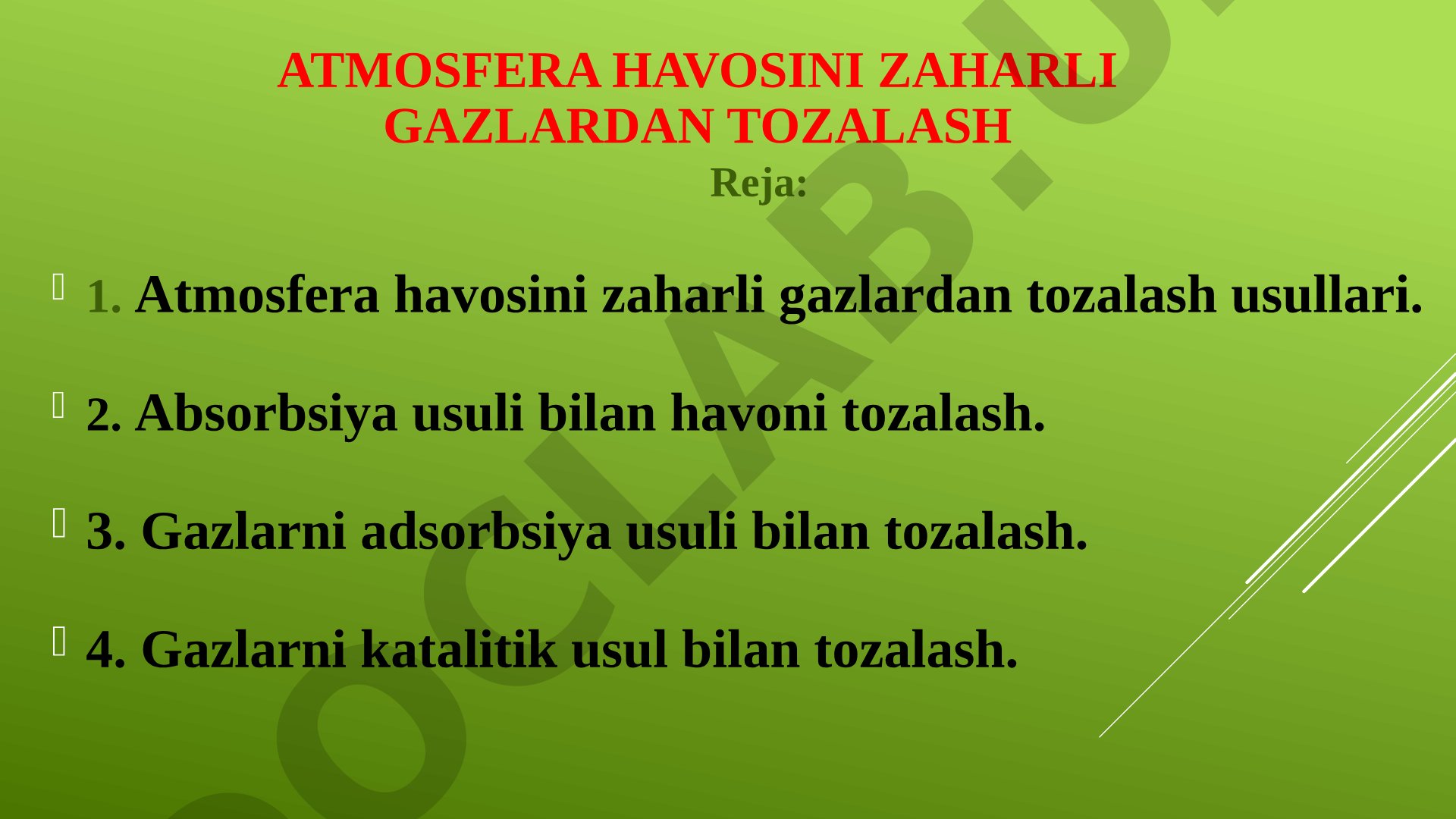 Atmosfera havosini zaharli gazlardan tozalash