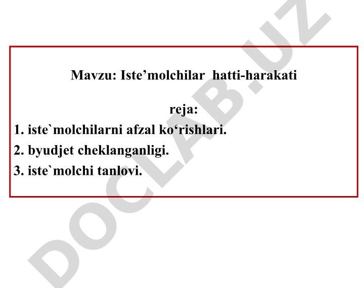 Iste’molchilar hatti-harakati reja