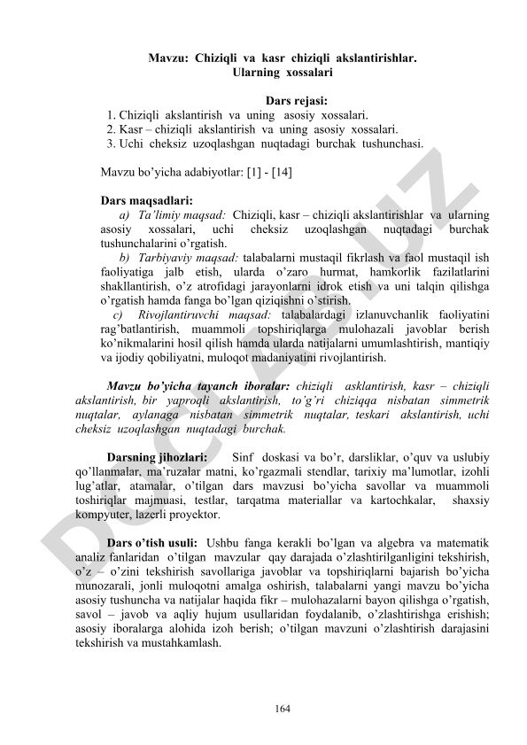 Chiziqli va kasr chiziqli akslantirishlar. Ularning xossalari