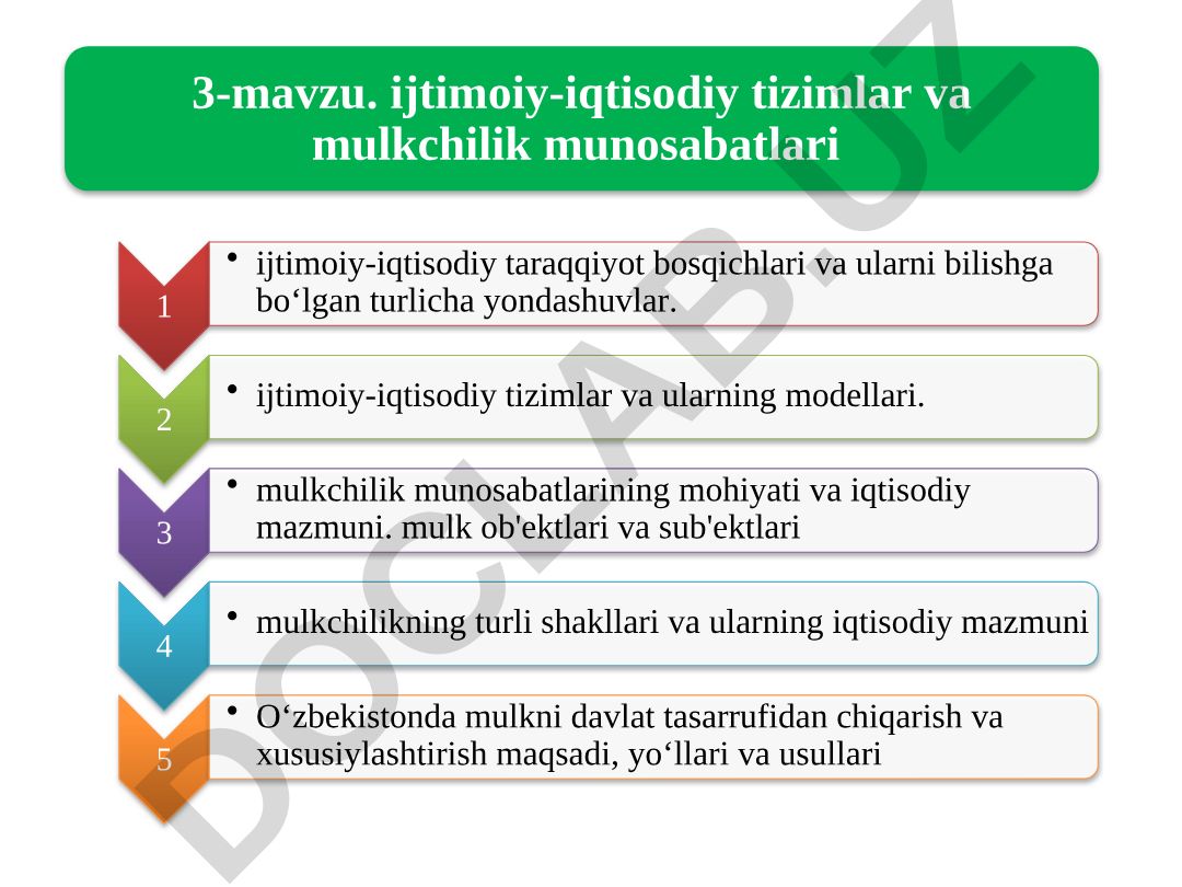 Ijtimoiy-iqtisodiy tizimlar va mulkchilik munosabatlari