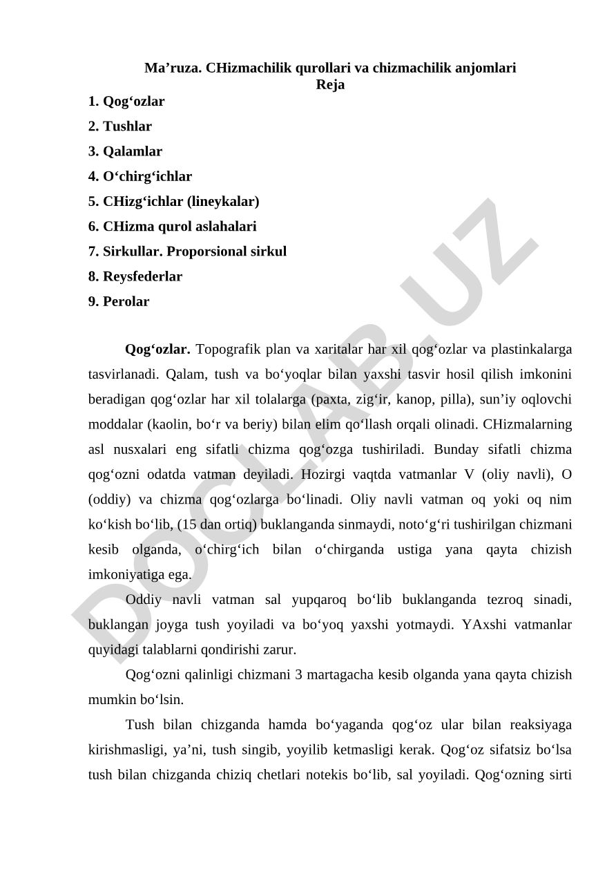 Chizmachilik qurollari va chizmachilik anjomlari