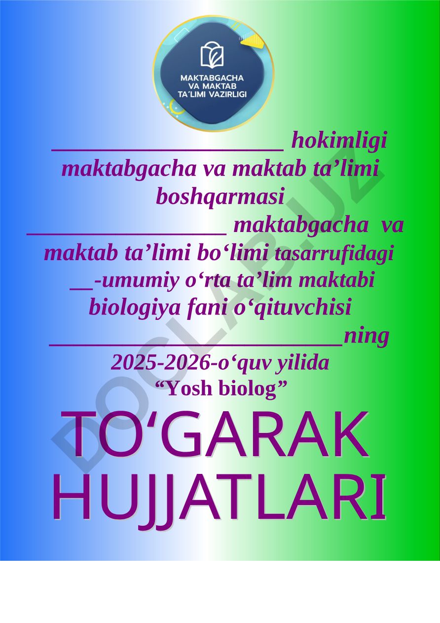 Yosh biolog to'garak a'zolari haqida ma'lumot