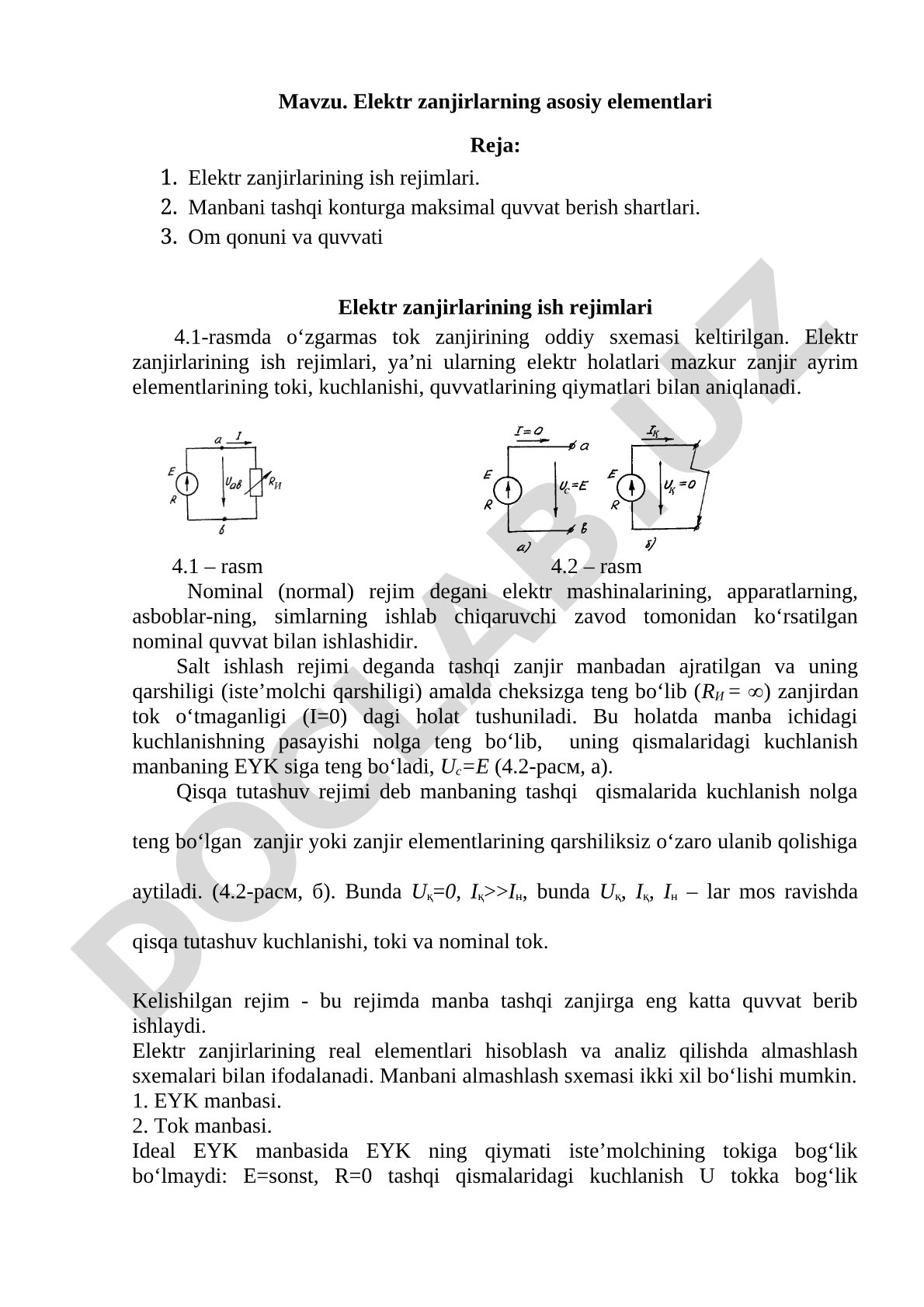 Elektr zanjirlari kurs ishi