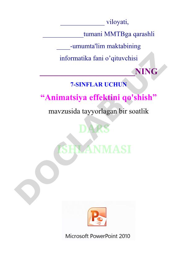 Animatsiya effektini qo'shish