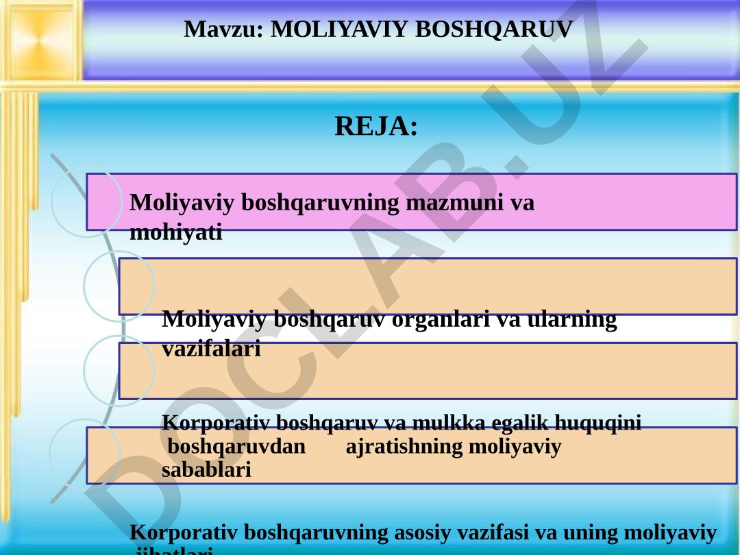 MOLIYAVIY BOSHQARUV
