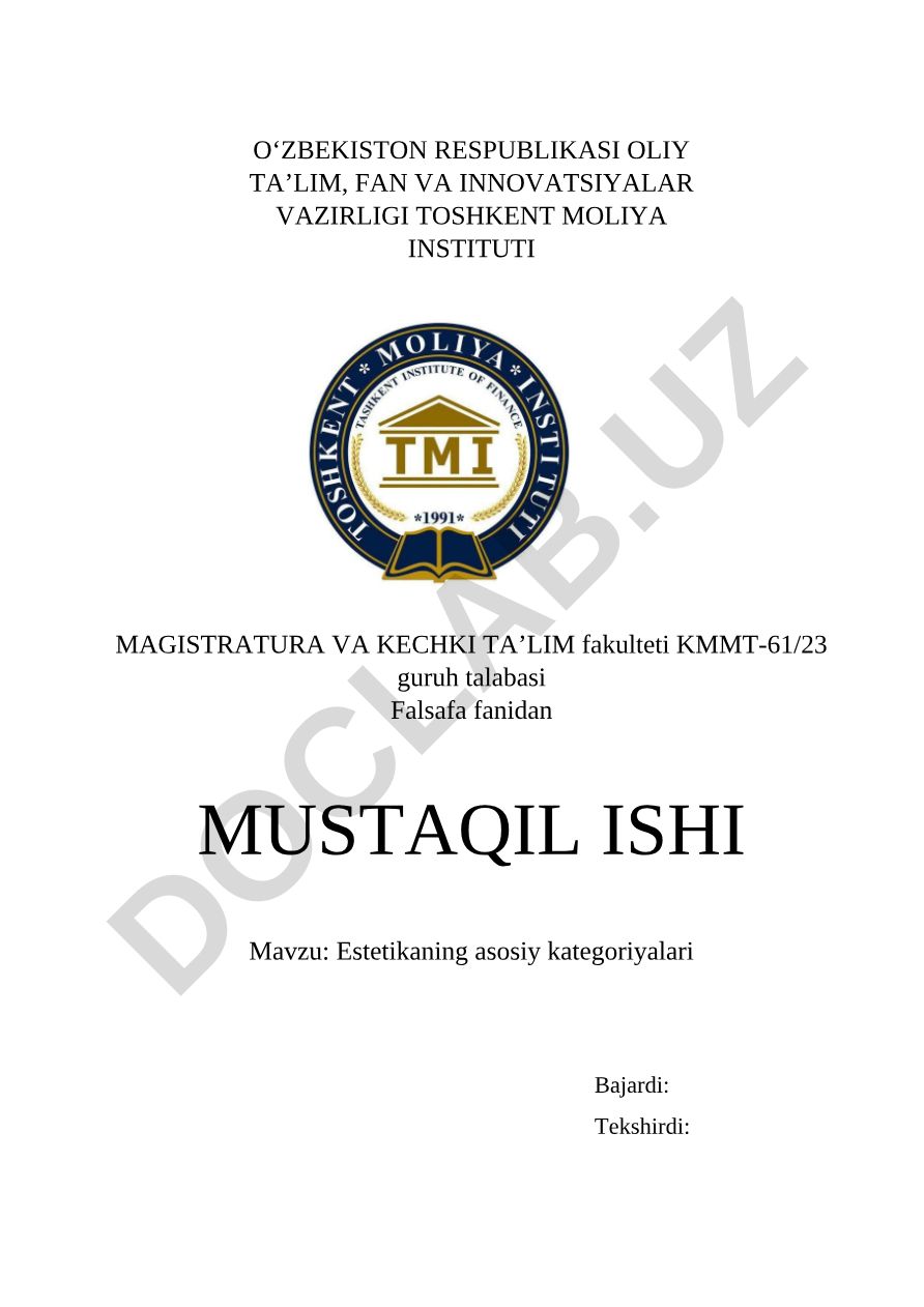 Estetikaning asosiy kategoriyalari