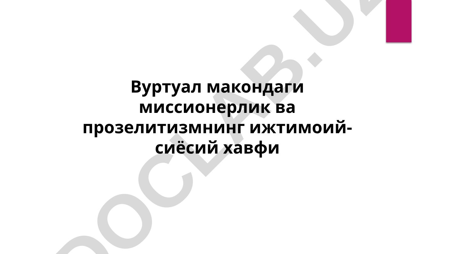 Виртуальное пространство: социально-политическая опасность миссионерства и прозелитизма