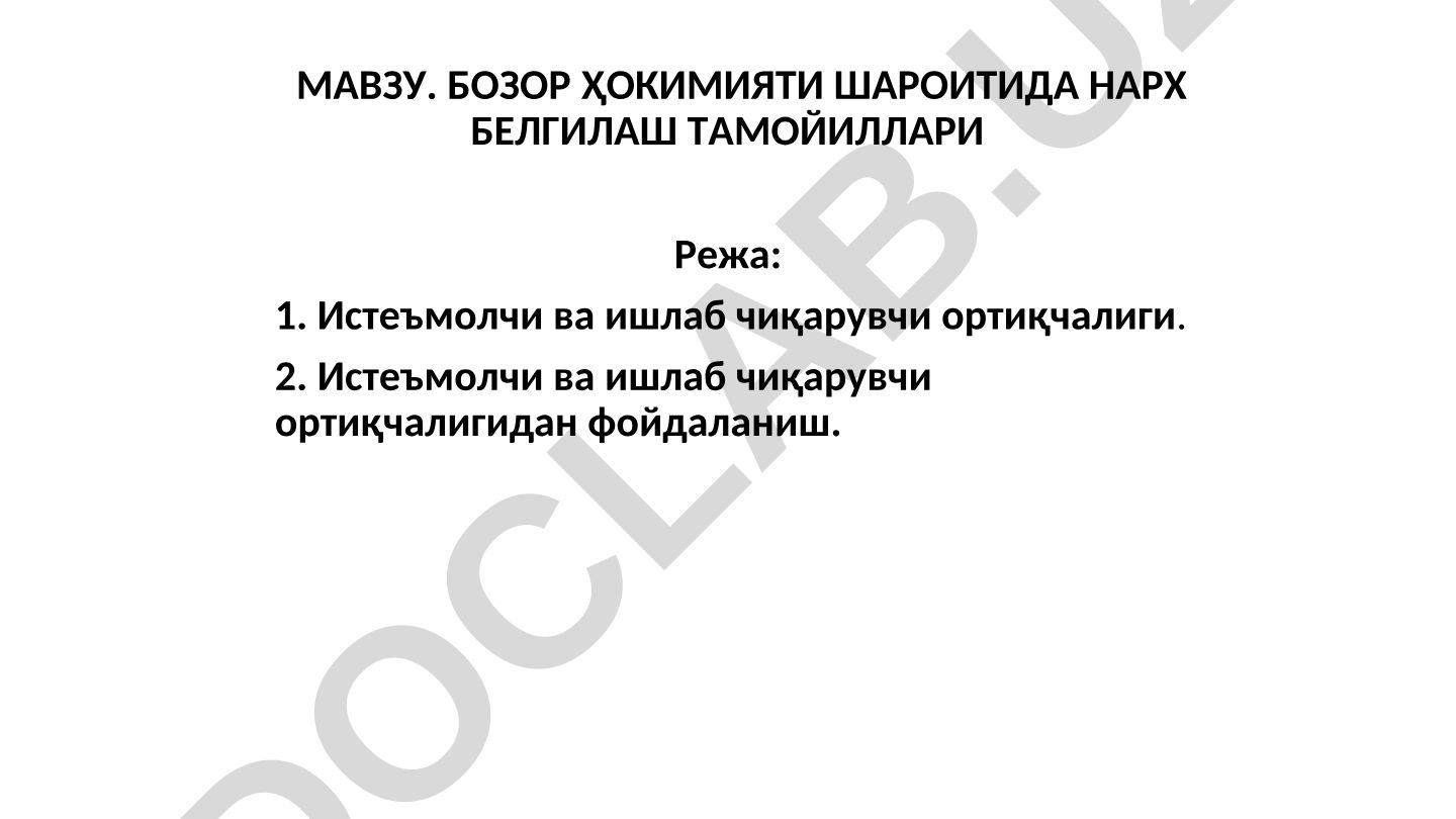 Бозор ҳокимияти шароитида нарх белгилаш тамойиллари