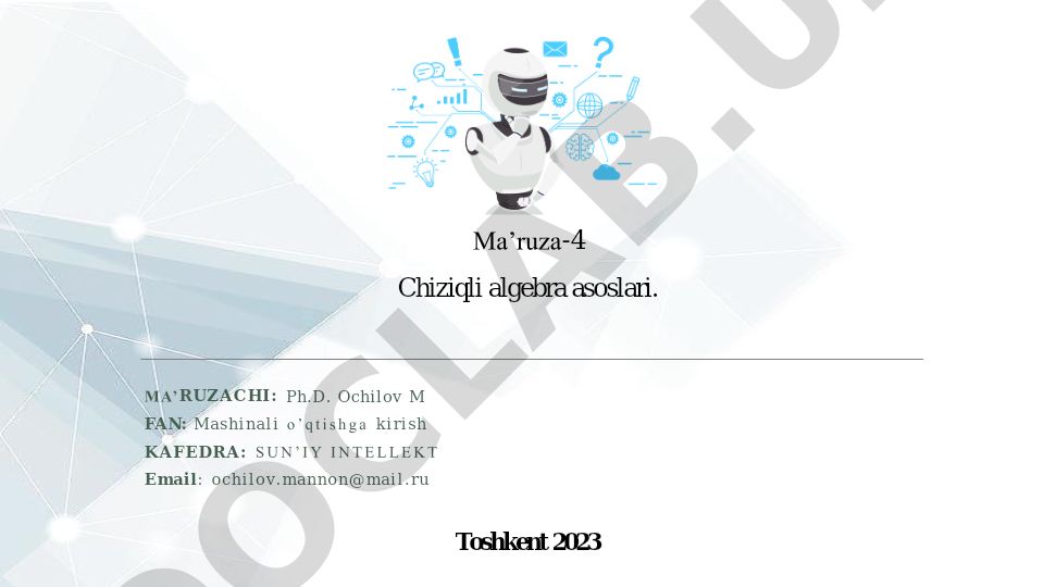 Mashinali o‘qitishda chiziqli algebra amallaridan foydalanish
