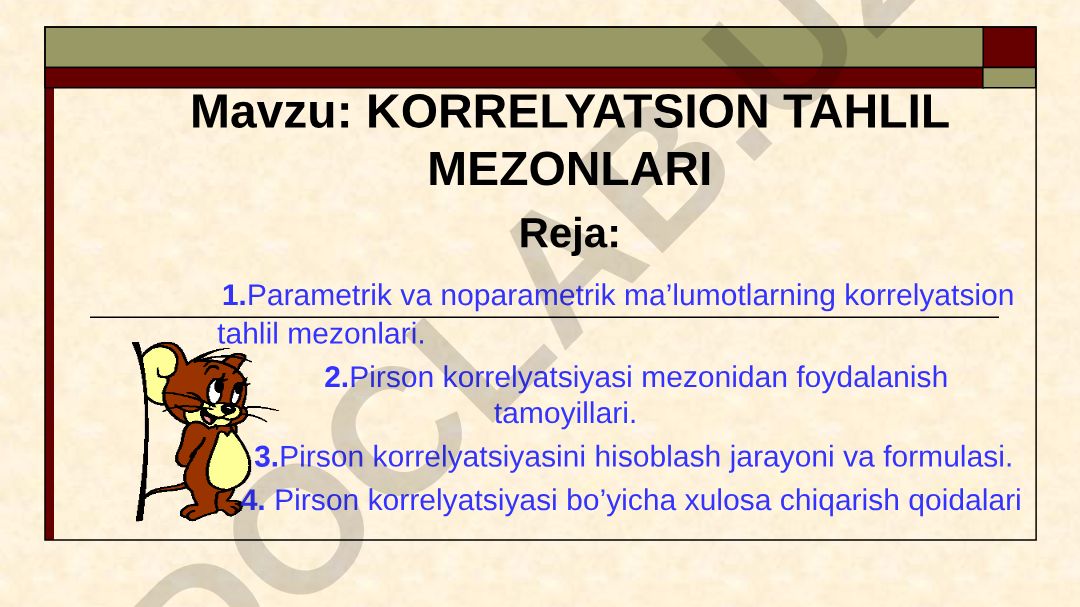 KORRELYATSION TAHLIL MEZONLARI