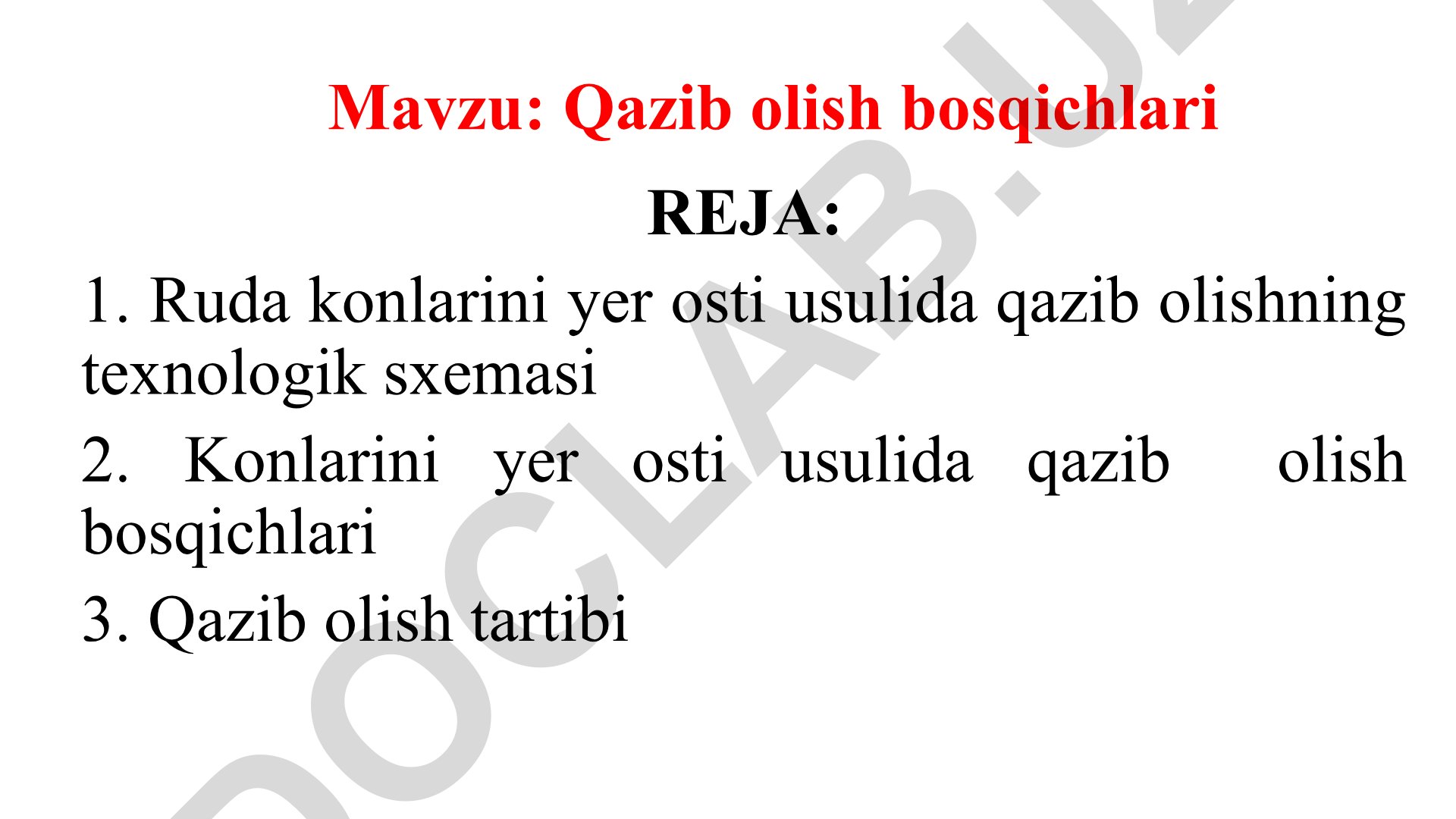 Qazib olish bosqichlari