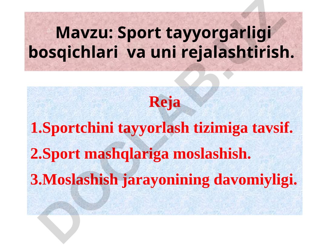 Sport tayyorgarligi bosqichlari va uni rejalashtirish