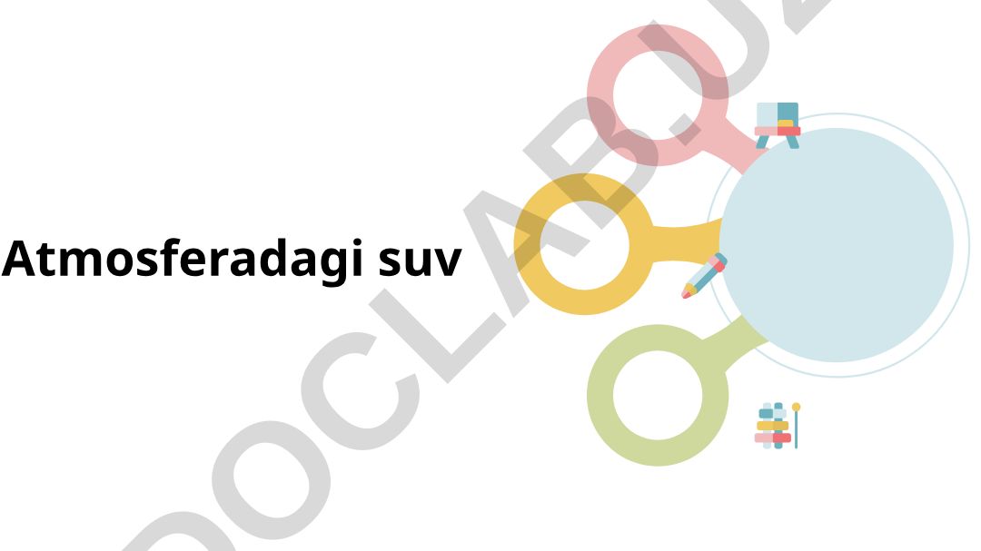 Atmosferadagi suvning tabiatda aylanishi va xususiyatlari