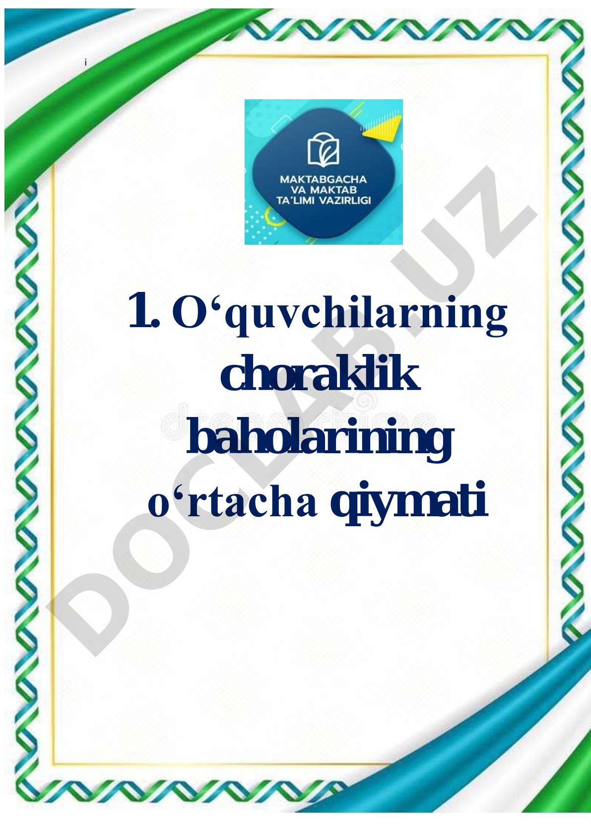 O‘quvchilarning choraklik baholarining o‘rtacha qiymati