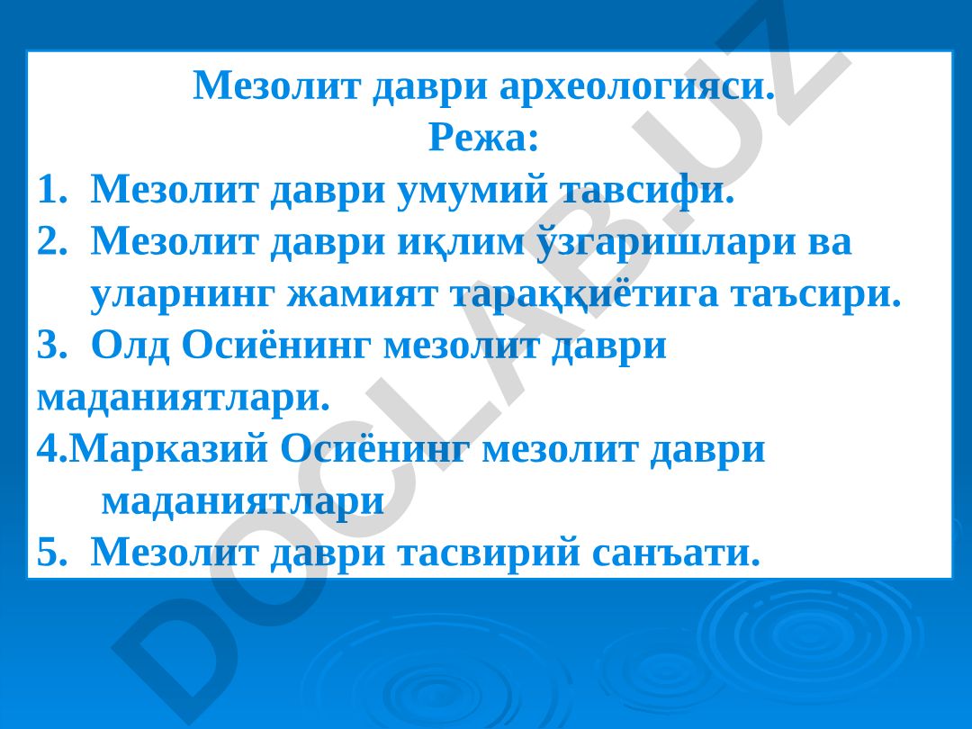 Мезолит даври археологияси