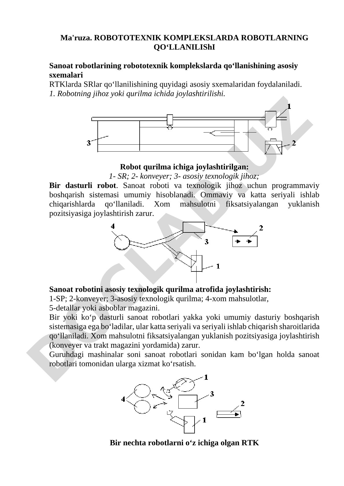 Robototexnik komplekslarda robotlarning qo‘llanilishi