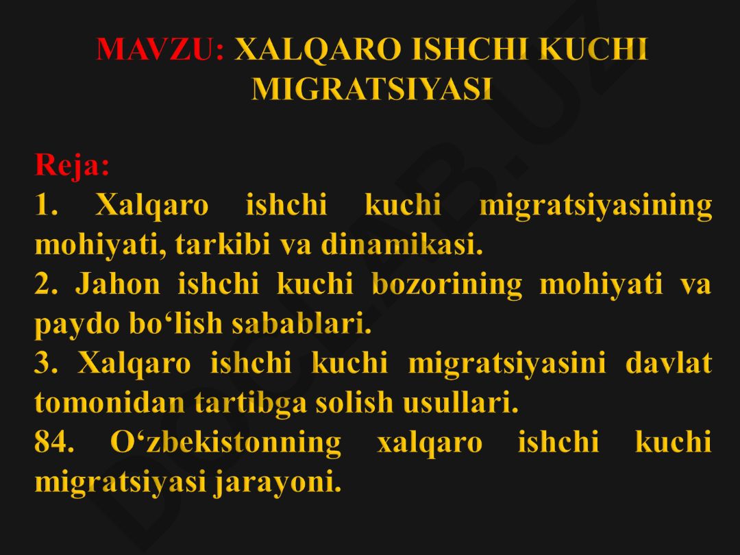 Xalqaro mehnat migratsiyasi va iqtisodiy ta'sirlari
