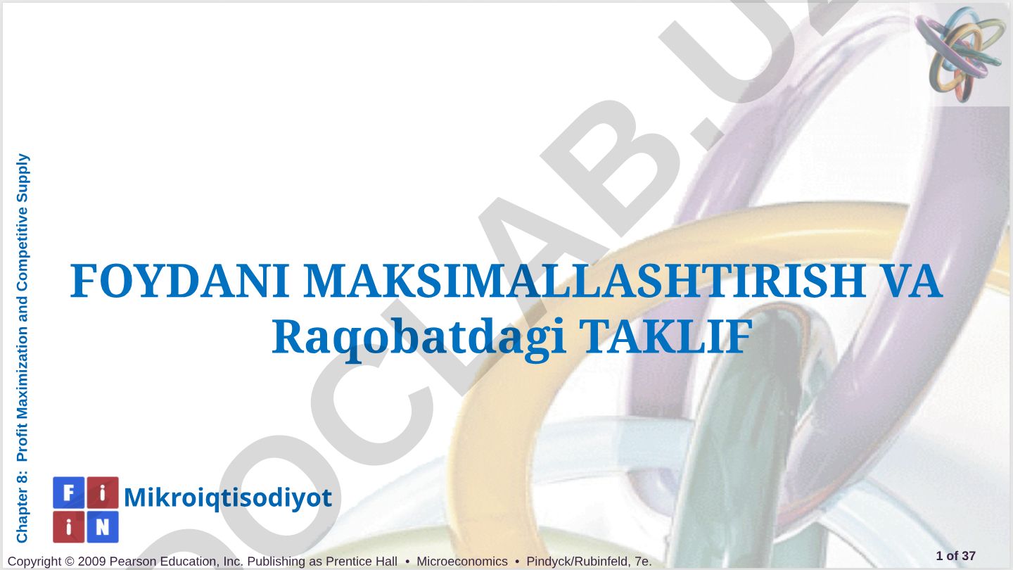 Foydani maksimallashtirish va raqobatdagi taklif