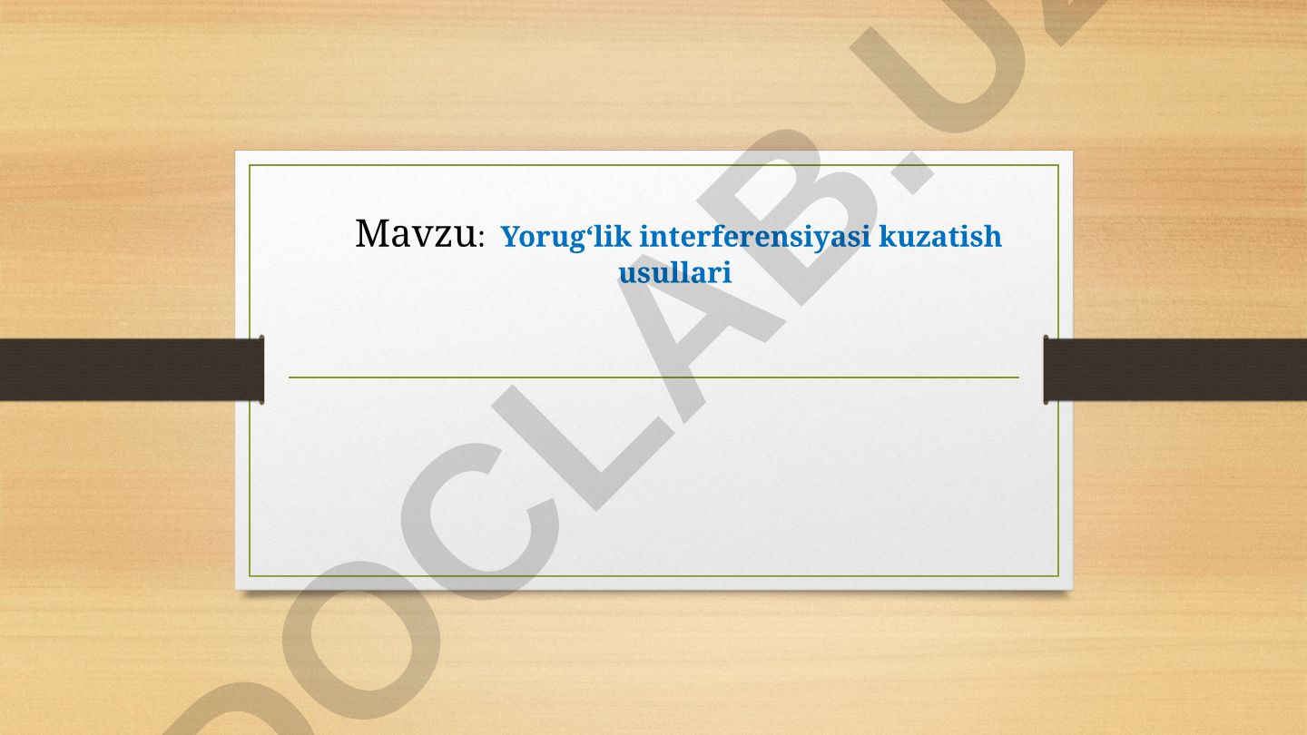 Yorug‘lik interferensiyasi kuzatish usullari