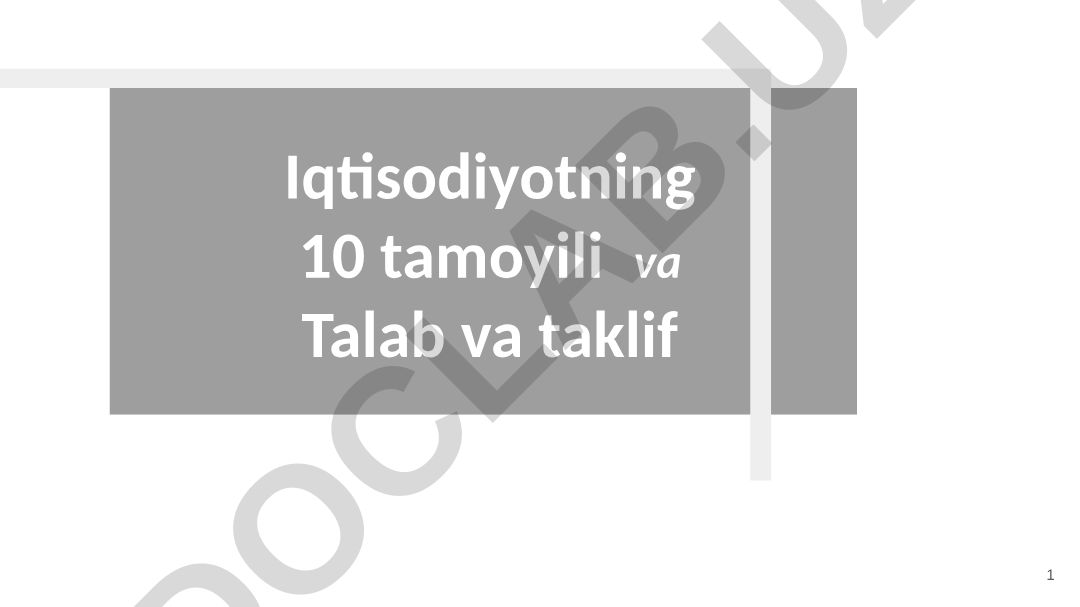 Iqtisodiyotning 10 tamoyili va Talab va taklif