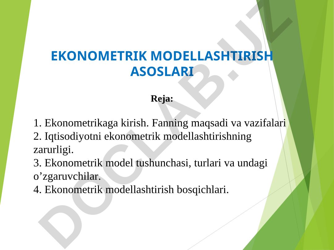Ekonometrik modellashtirish asoslari