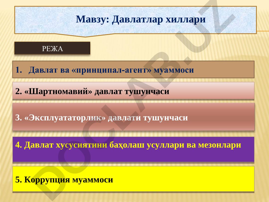 Давлатлар хиллари ва «принципал-агент» муаммоси