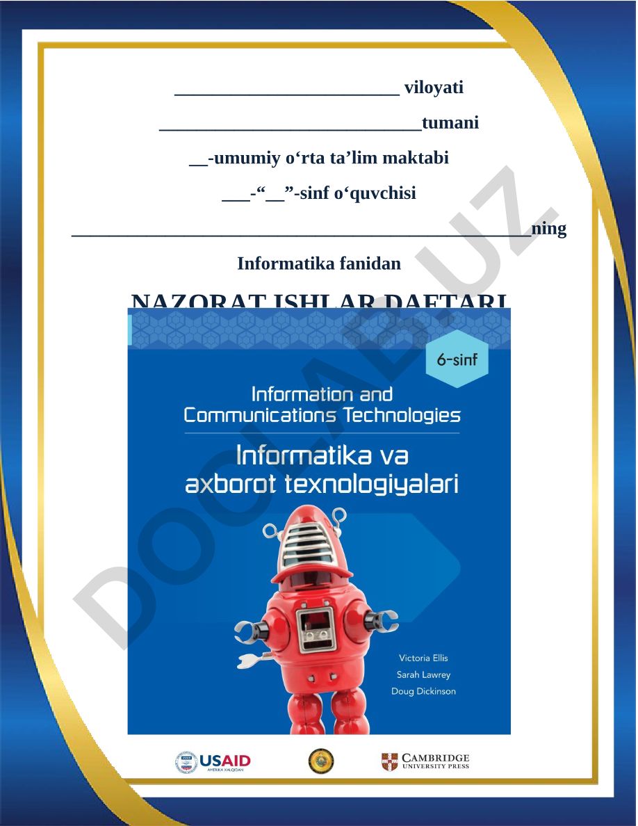 Informatika fanidan nazorat ishlari
