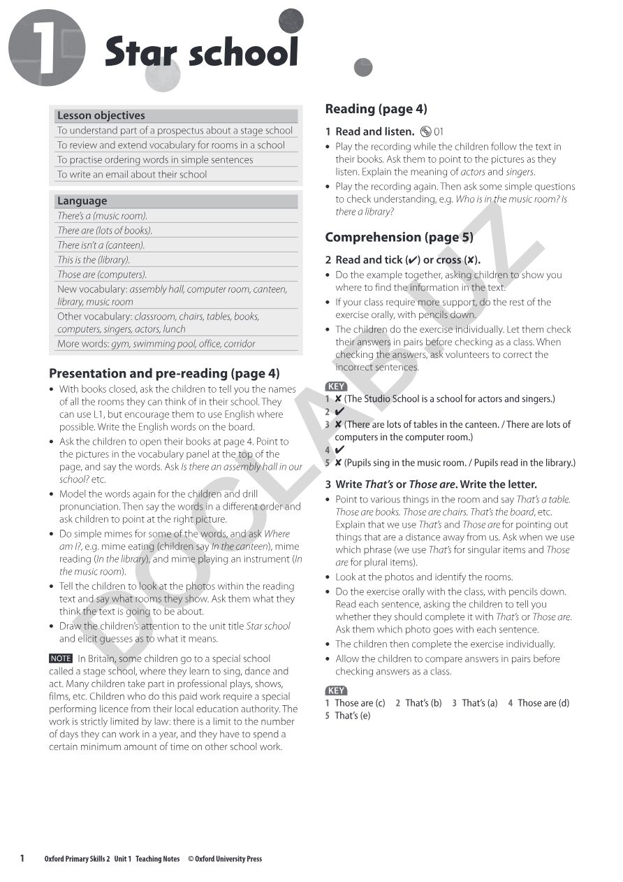 Oxford Primary Skills 2 Unit 1 Teaching Notes