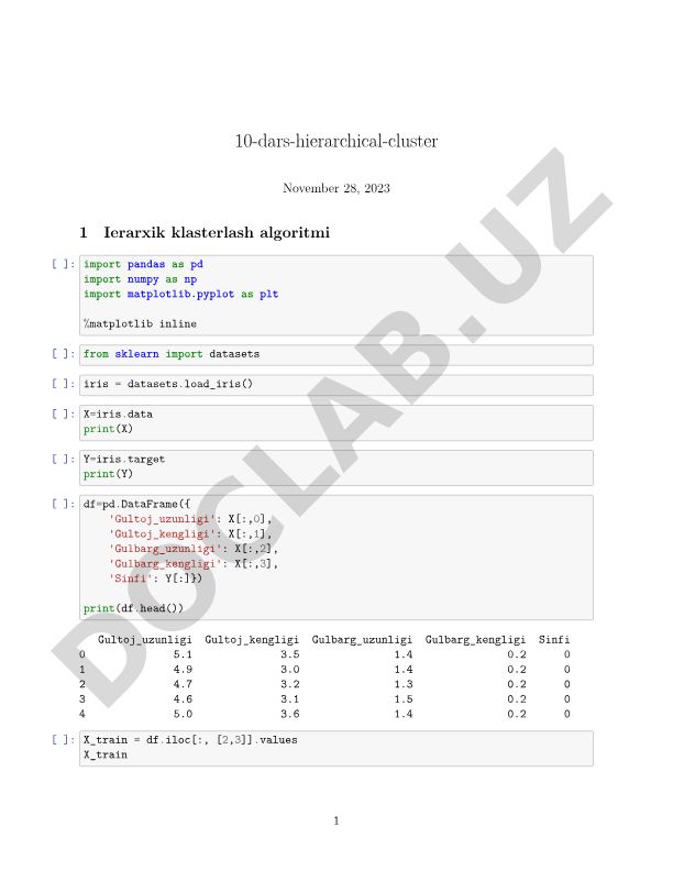 Ierarxik klasterlash algoritmi