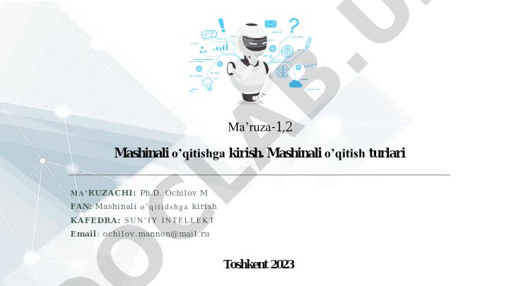 Mashinali o'qitishga kirish va sun'iy intellekt tarixi