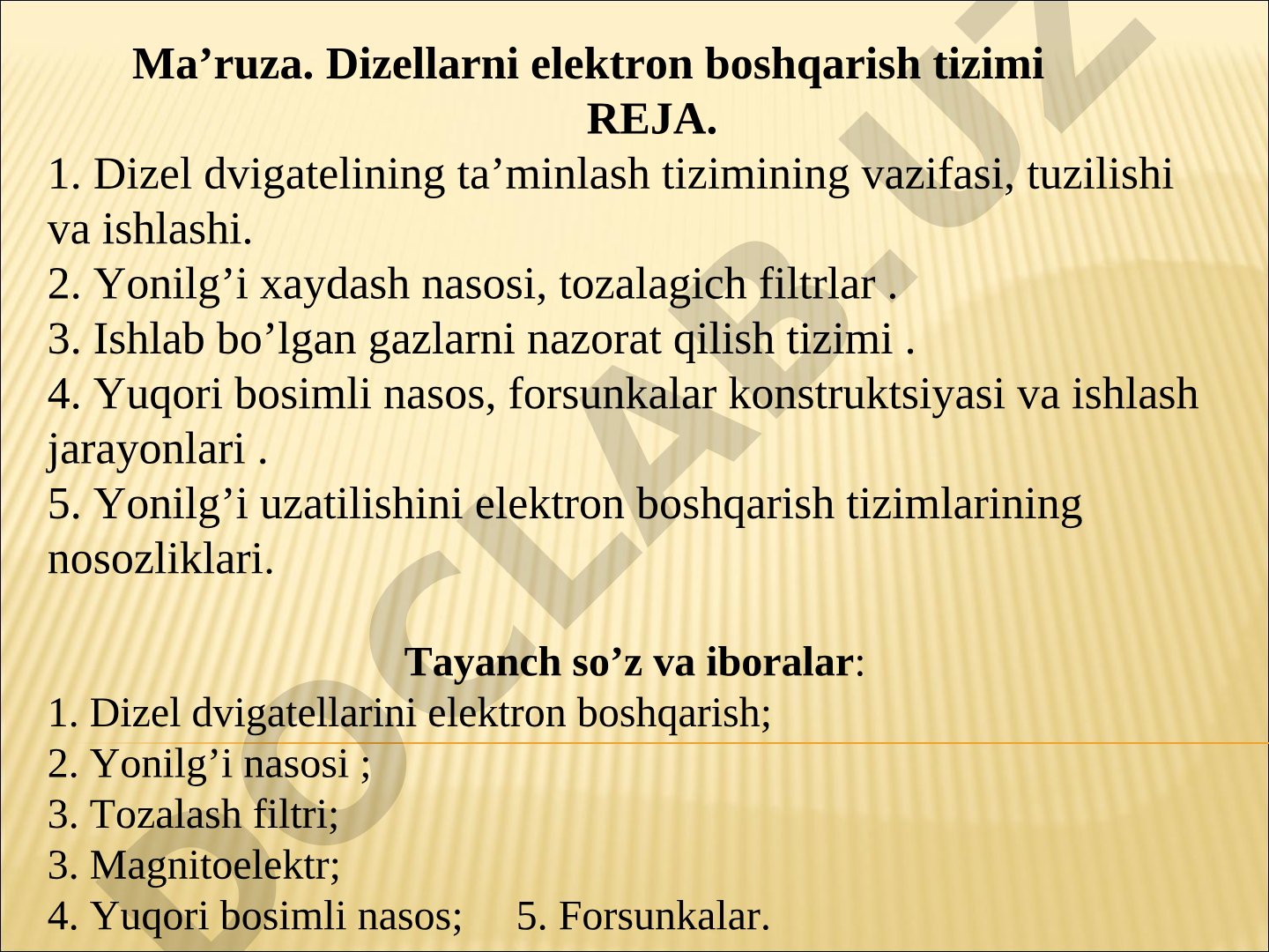 Dizellarni elektron boshqarish tizimi