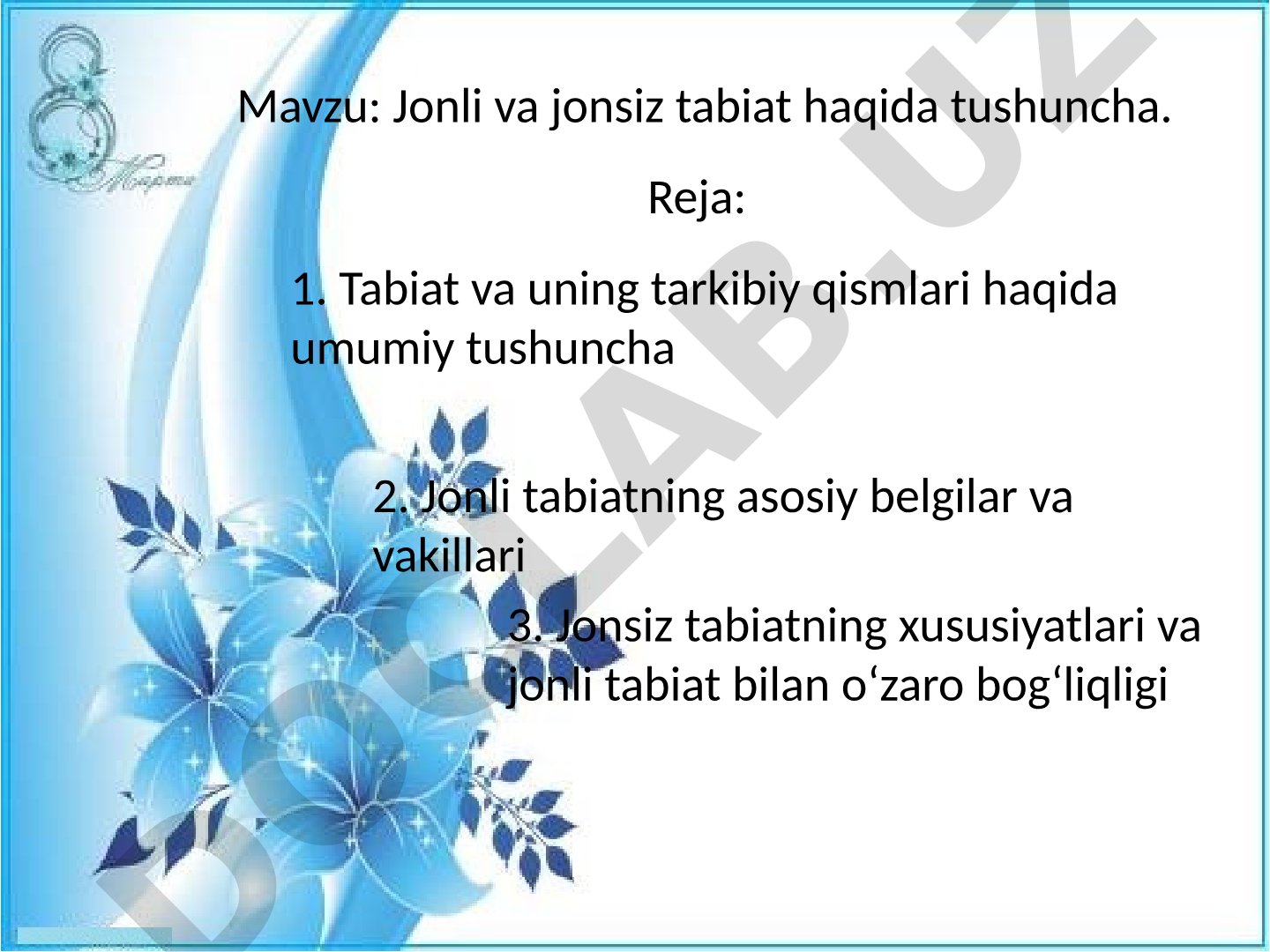 Jonli va jonsiz tabiat haqida tushuncha