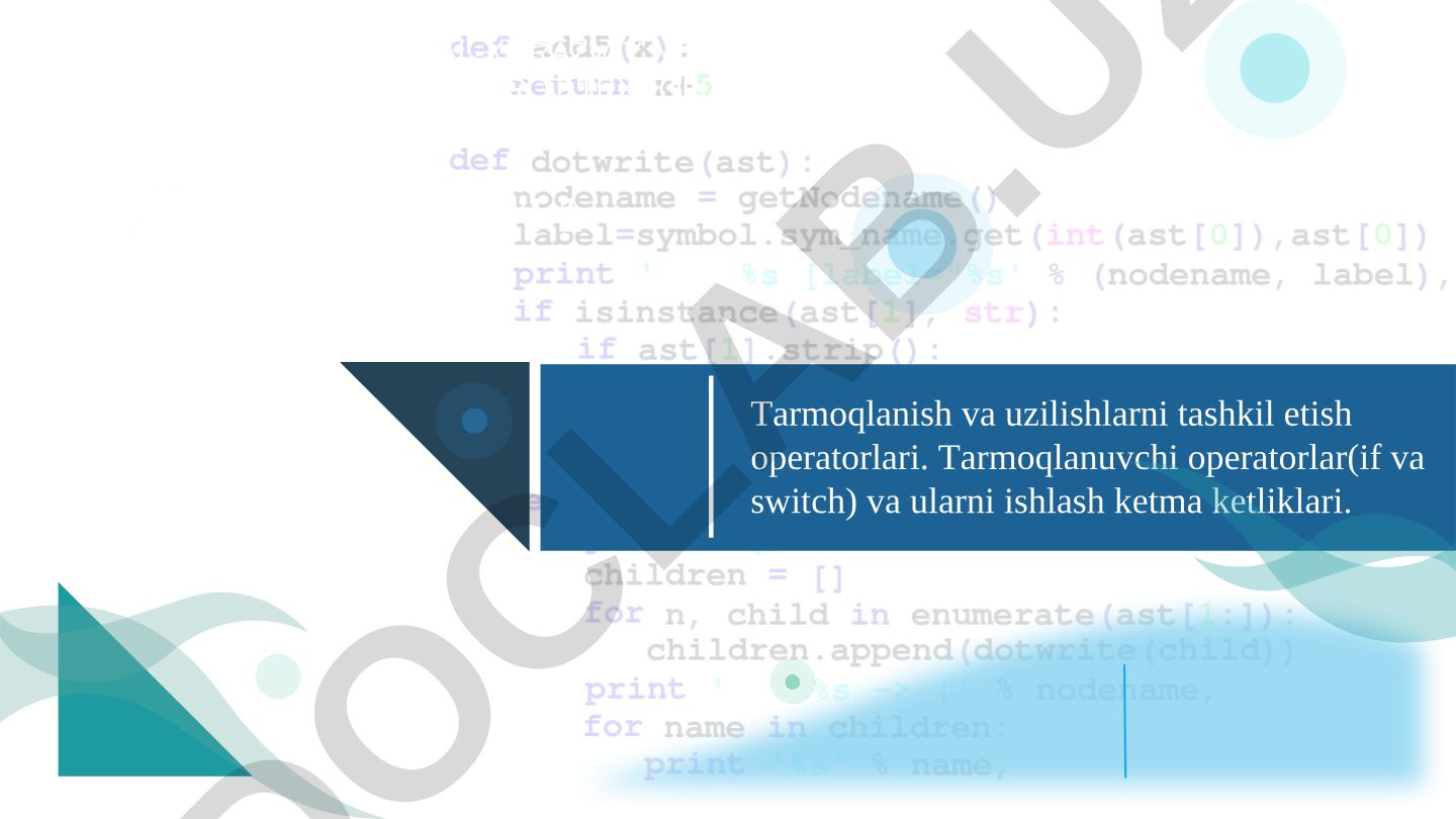 Tarmoqlanish va uzilishlarni tashkil etish operatorlari