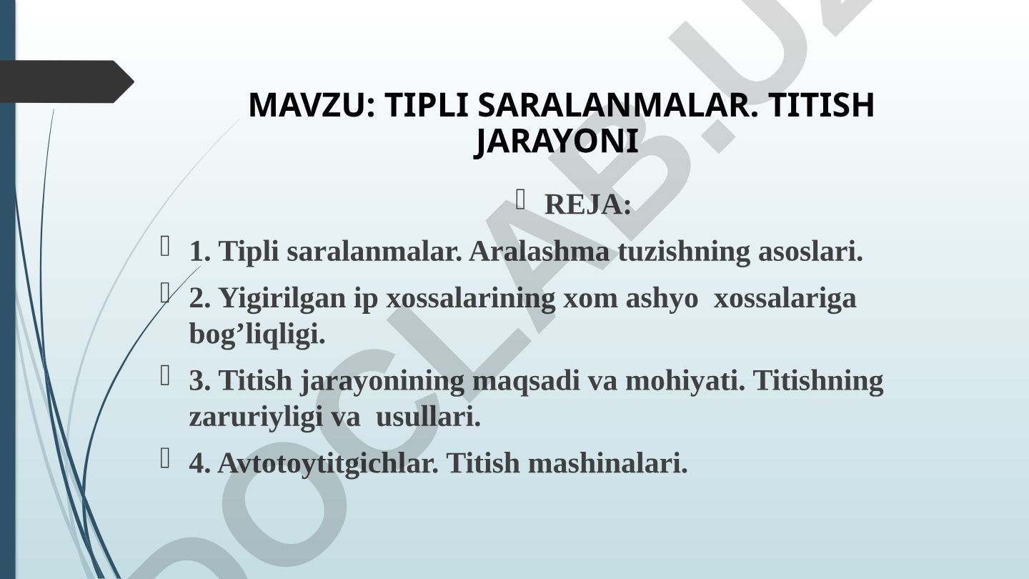 Tipli saralanmalar. Titish jarayoni