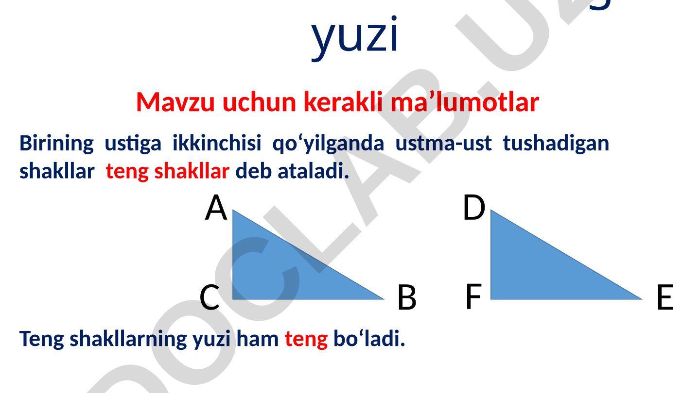 Teng shakllar va yuzlar hisobi
