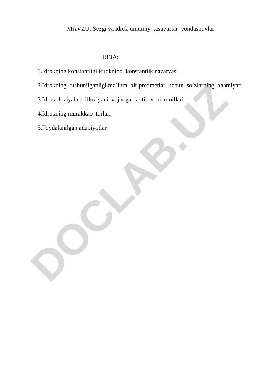 Sezgi va idrok umumiy tasavurlar yondashuvlar