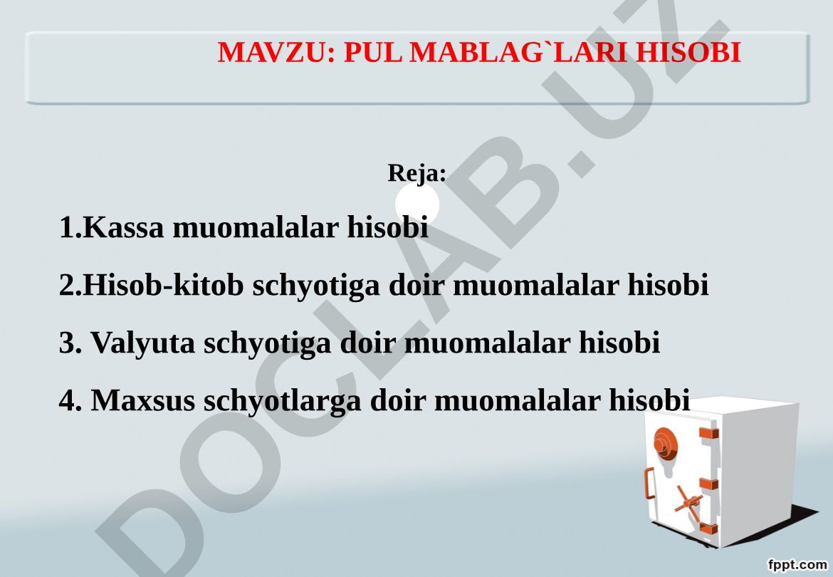PUL MABLAG`LARI HISOBI