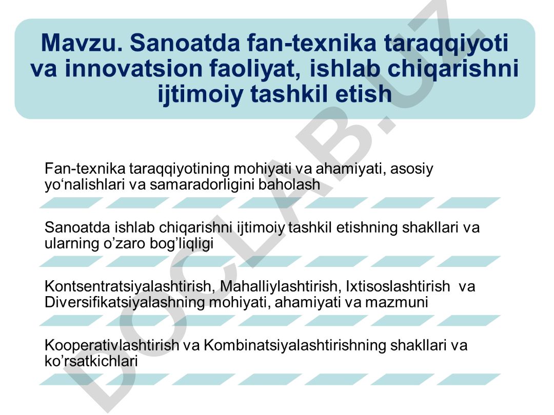 Sanoatda fan-texnika taraqqiyoti va innovatsion faoliyat