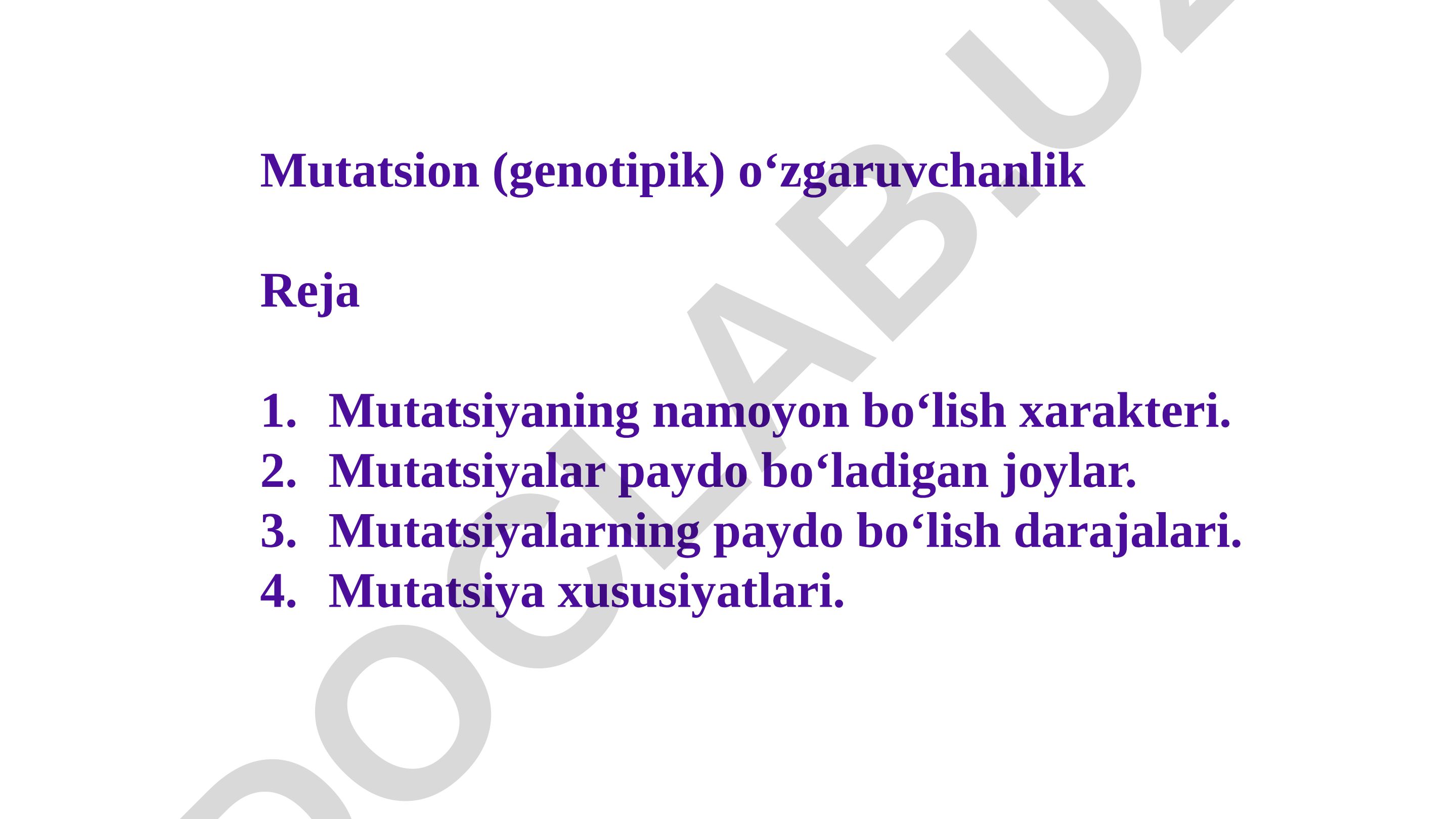 Mutatsion va fenotipik o'zgaruvchanlik