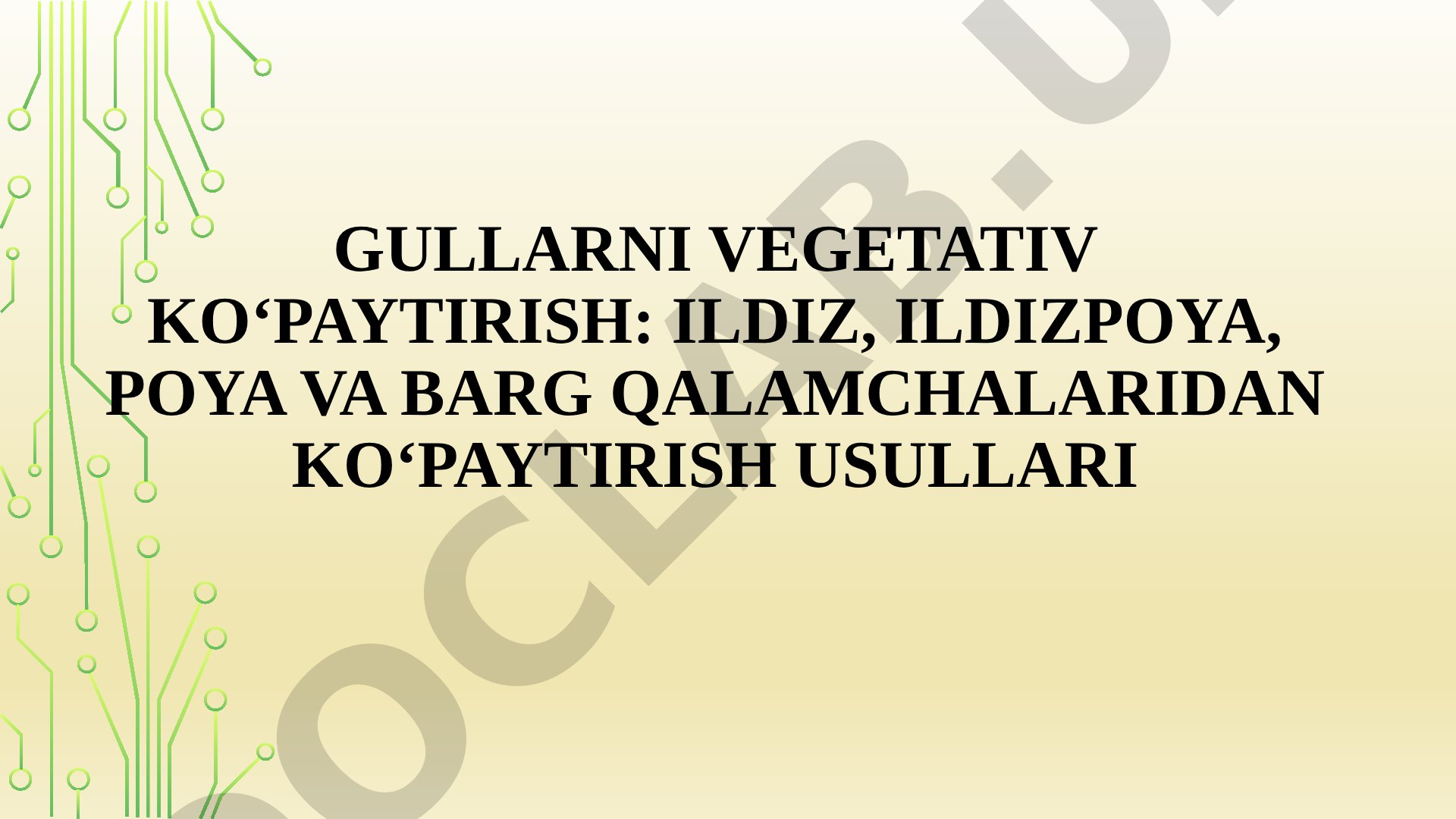 Gullarni vegetativ ko‘paytirish: ildiz, ildizpoya, poya va barg qalamchalaridan ko‘paytirish usullari