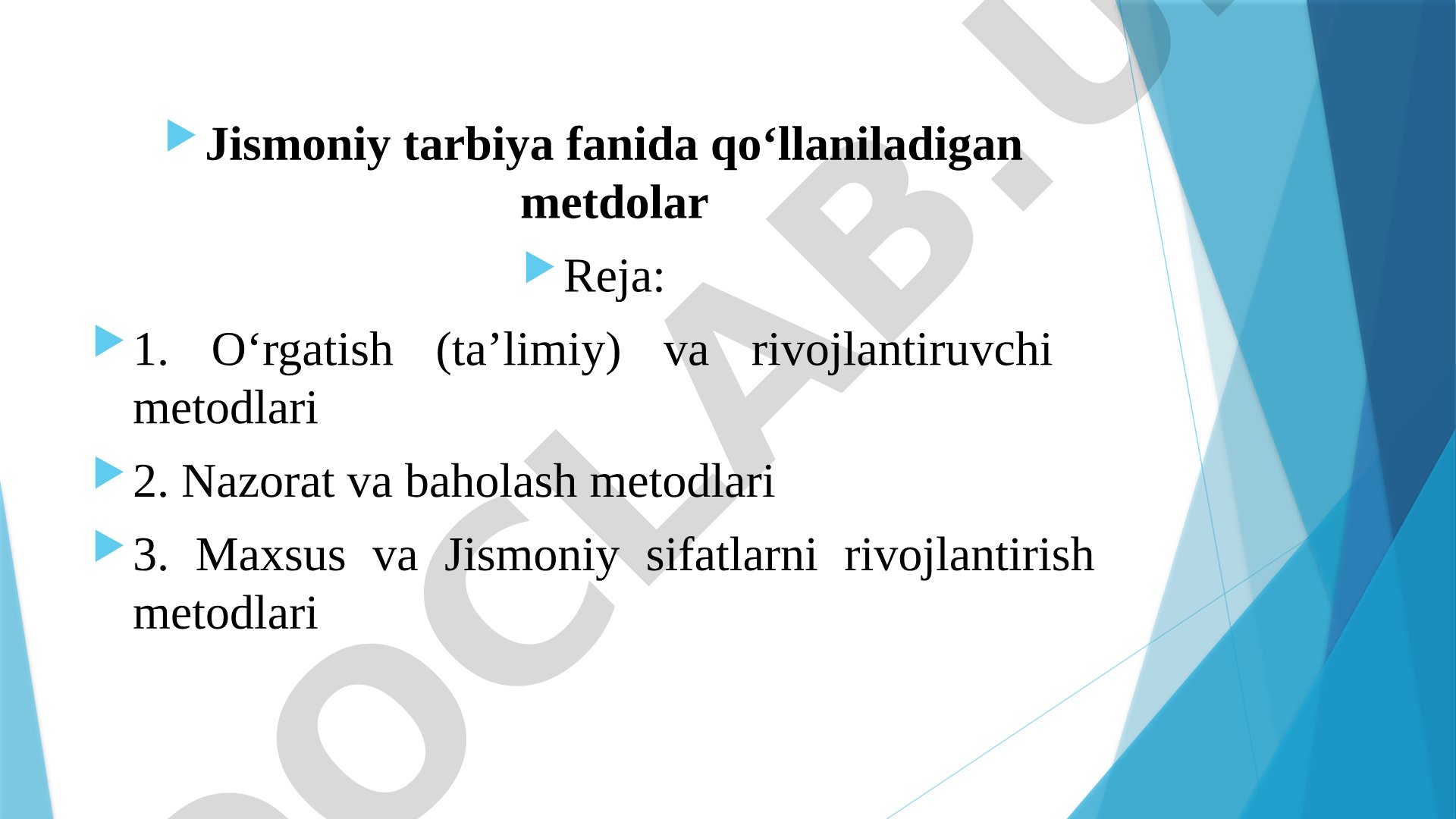 Jismoniy tarbiya fanida qo‘llaniladigan metodlar