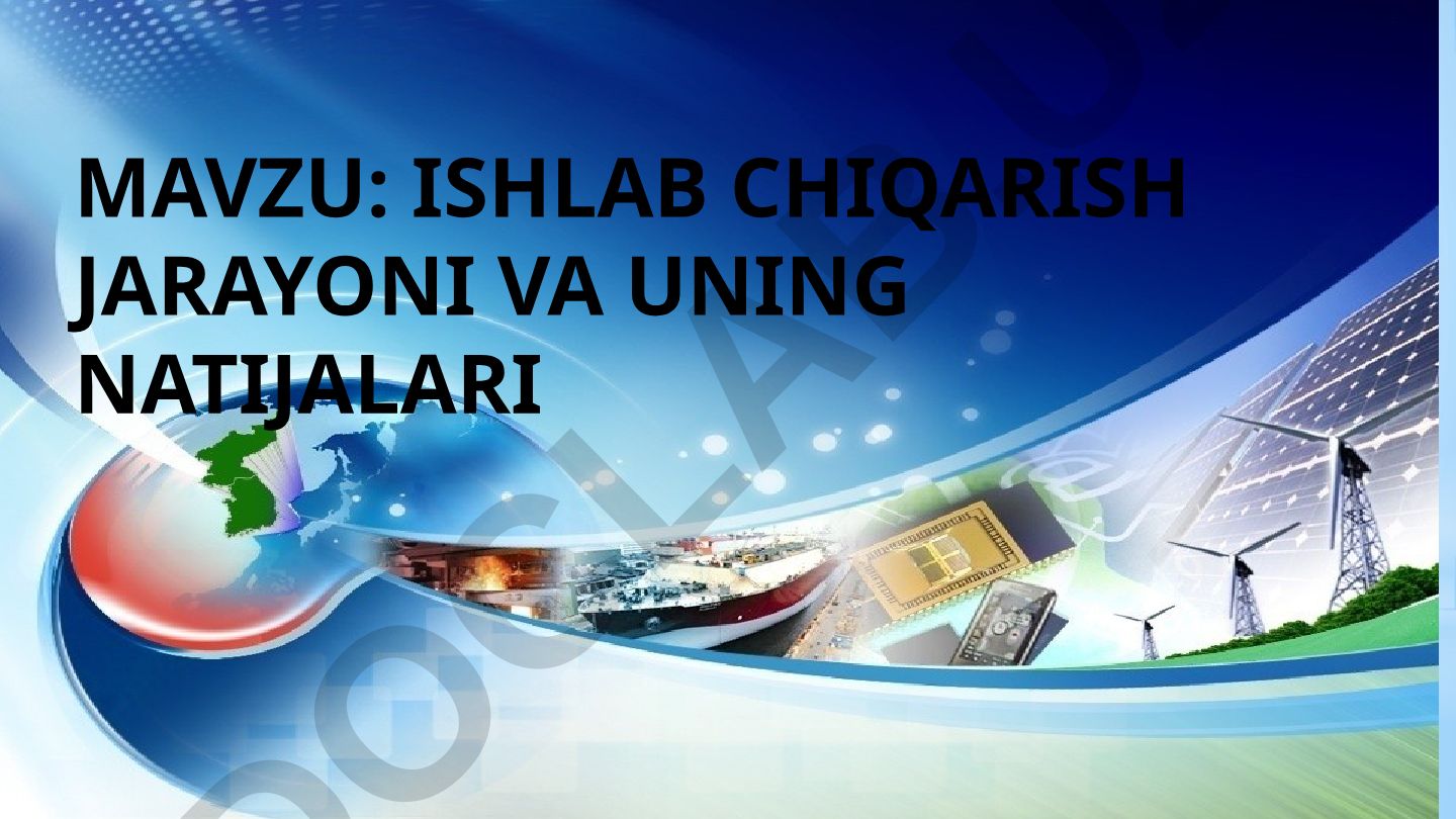 Ishlab chiqarish jarayoni va uning natijalari