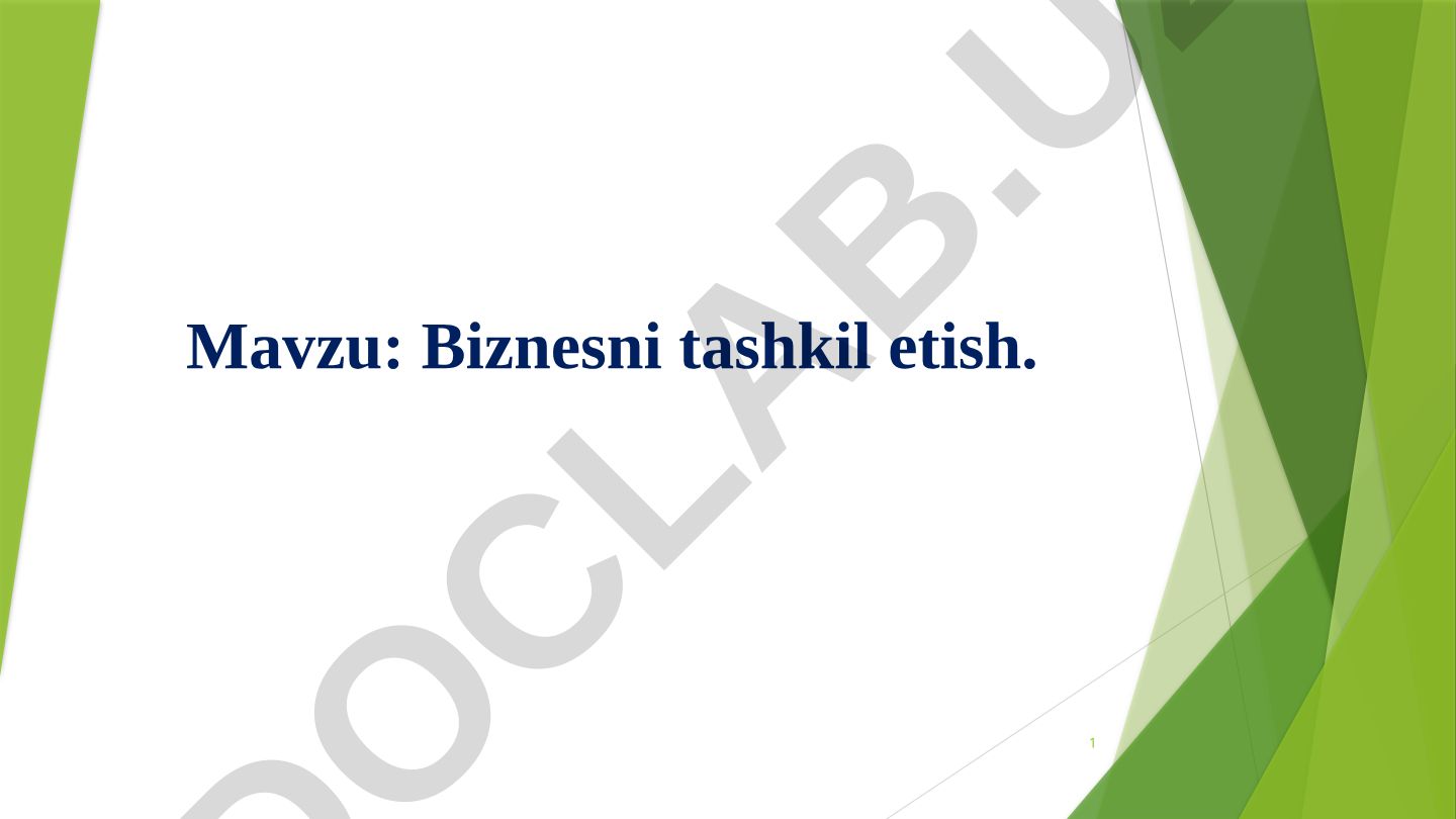 Biznesni tashkil etish