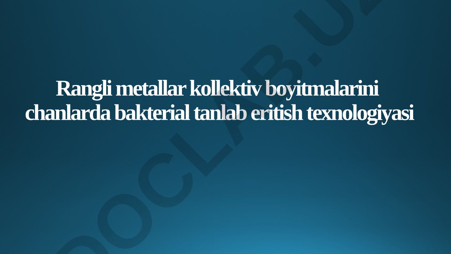 Rangli metallar kollektiv boyitmalarini chanlarda bakterial tanlab eritish texnologiyasi