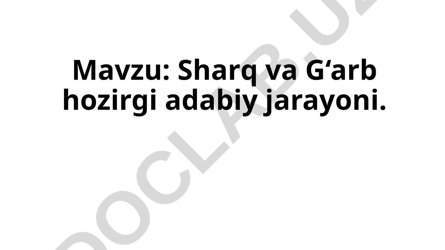 Sharq va G‘arb hozirgi adabiy jarayoni
